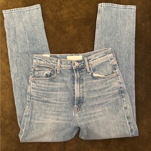 Mother Superior High Waisted Rider Ankle Straight Leg Jeans Salt of the Earth 27